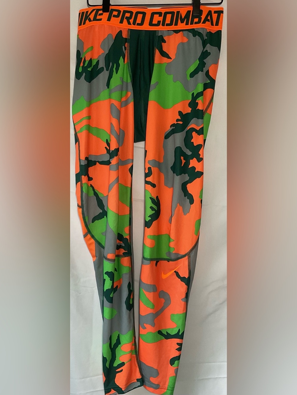 Nike Pro Combat Men’s Camo Compression pants in Orange, Green & Gray